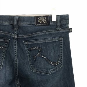 Rock & Republic Kasandra Mid Rise Bootcut Jeans Size 12 Dark Wash Y2K Bling